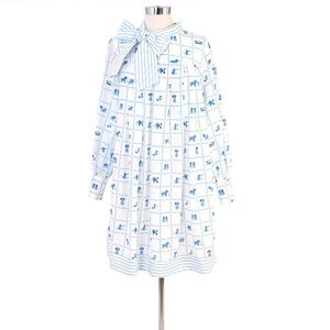 August Morgan by Kate Hensch The Kate Dress in Blue and White Print Size XL